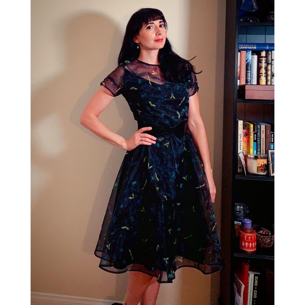 DISNEY PARKS Dress Shop Haunted Mansion Madame Leota Black Dress Medium NWT